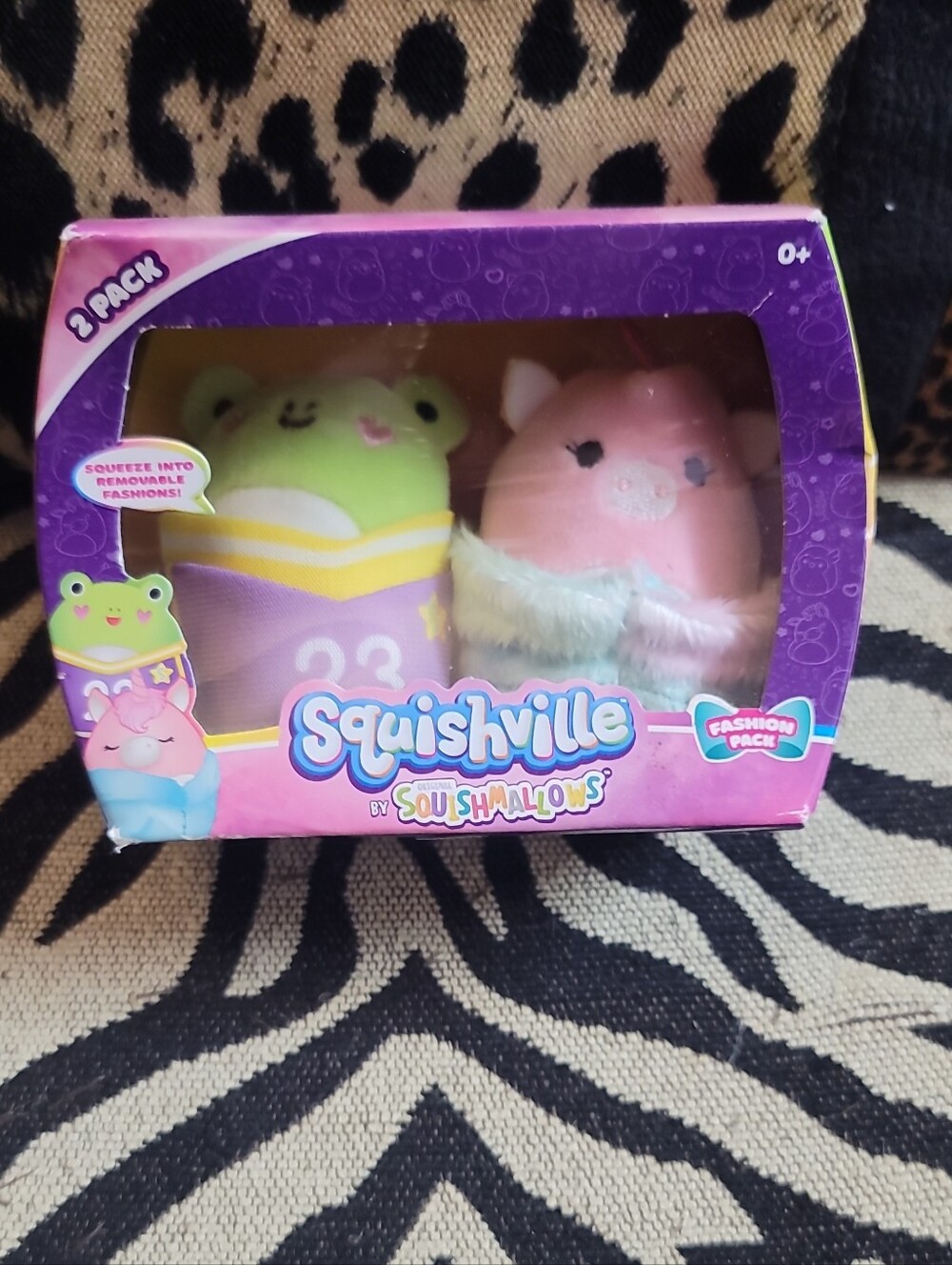 Squishmallows Squishville 2-Pack Green & Pink Fashion Plush Set
